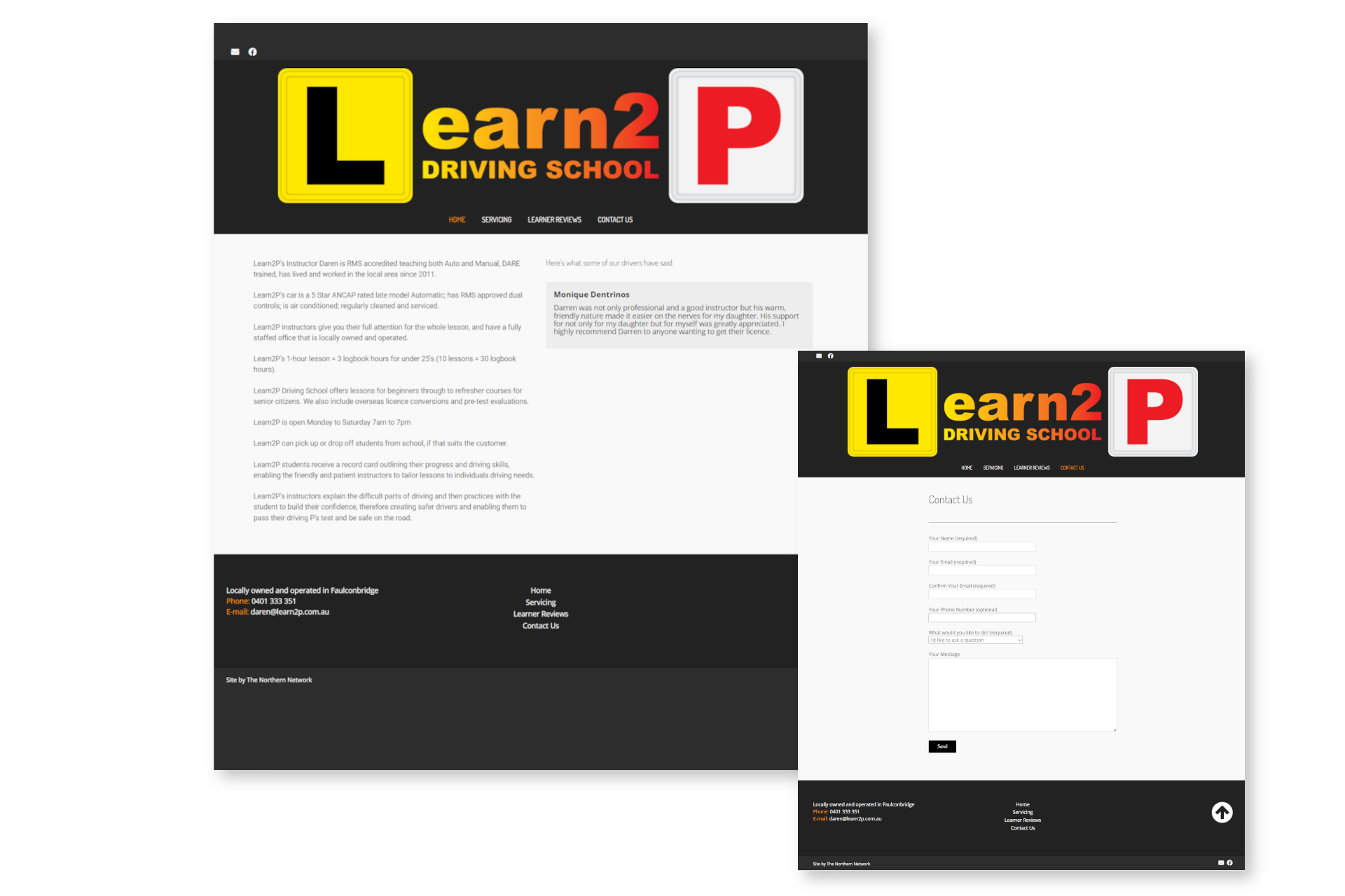 Learn2P Driving School Website Design